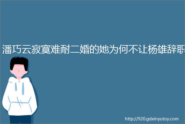 潘巧云寂寞难耐二婚的她为何不让杨雄辞职